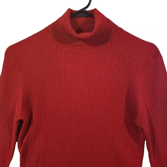 Chico's Ribbed Knit Turtleneck Sweater Women's Size 1 Long Sleeve Deep Red - Picture 3 of 7